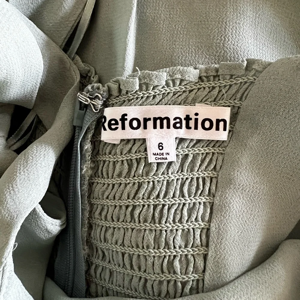 NWT Reformation Celadon Green Westerly Tie Strap Maxi Dress Size 6 - Picture 12 of 13